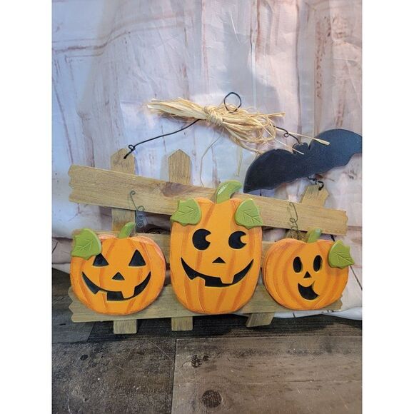 Welcome pumpkin patch Harvest Halloween wooden sign Decor bat - Picture 1 of 6